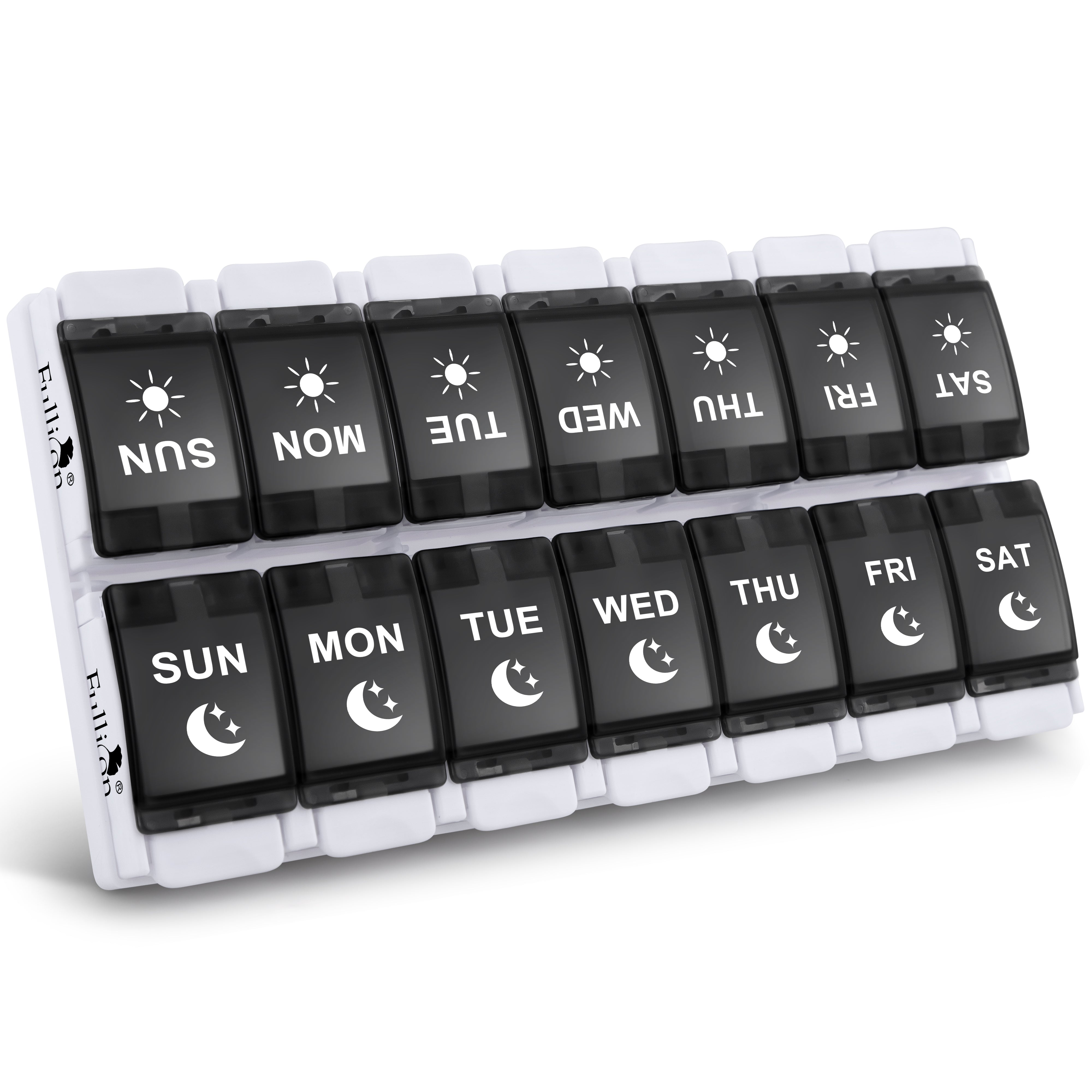 Push-Button Pop Open Design Pills Box Container Cases with Unique Black Fullicon
