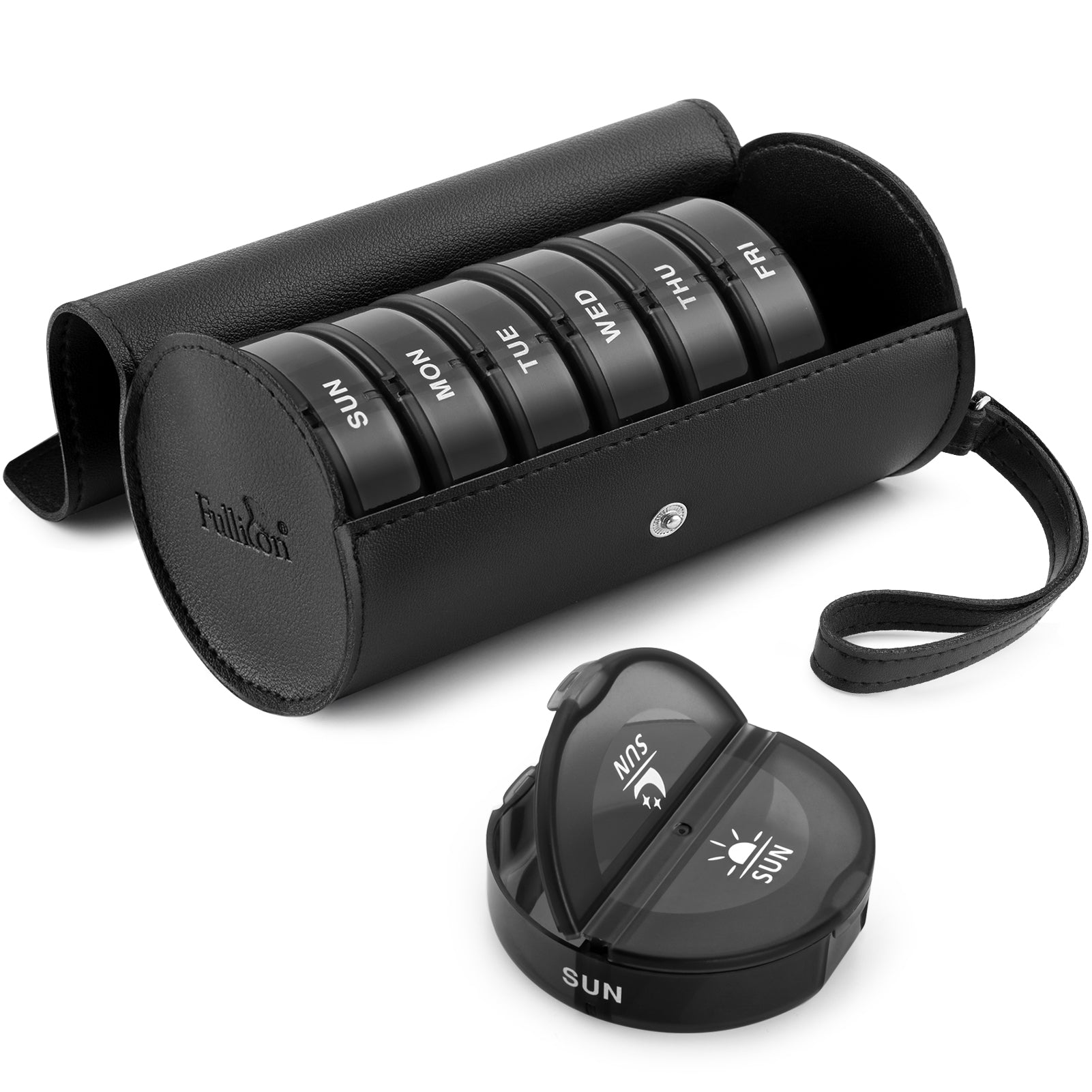 Travel Pal with PU Case Weekly Pill Box  2 Times a Day Large Fullicon