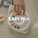 SPINDO - Fullicon Quick Fill Pill Dispenser Hanging on The Wall, Convenient Pill Dispenser with Easy Press Open Design, Large Capacity for Home & Office