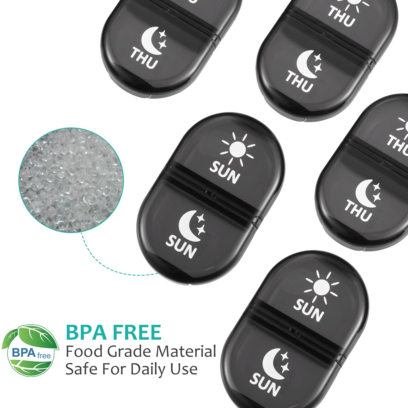 Fullicon Pill Organizer 2 Times a Day, Weekly Pill Box AM PM, Removable Medicine Organizer, Pill Cases Twice a Day