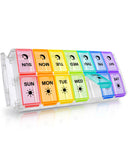 Quick Refill Weekly Pill Organizer Large AM PM Pill Box Rainbow Fullicon