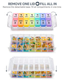 Quick Refill Weekly Pill Organizer Large AM PM Pill Box Rainbow Fullicon