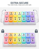 Quick Refill Weekly Pill Organizer Large AM PM Pill Box Rainbow Fullicon