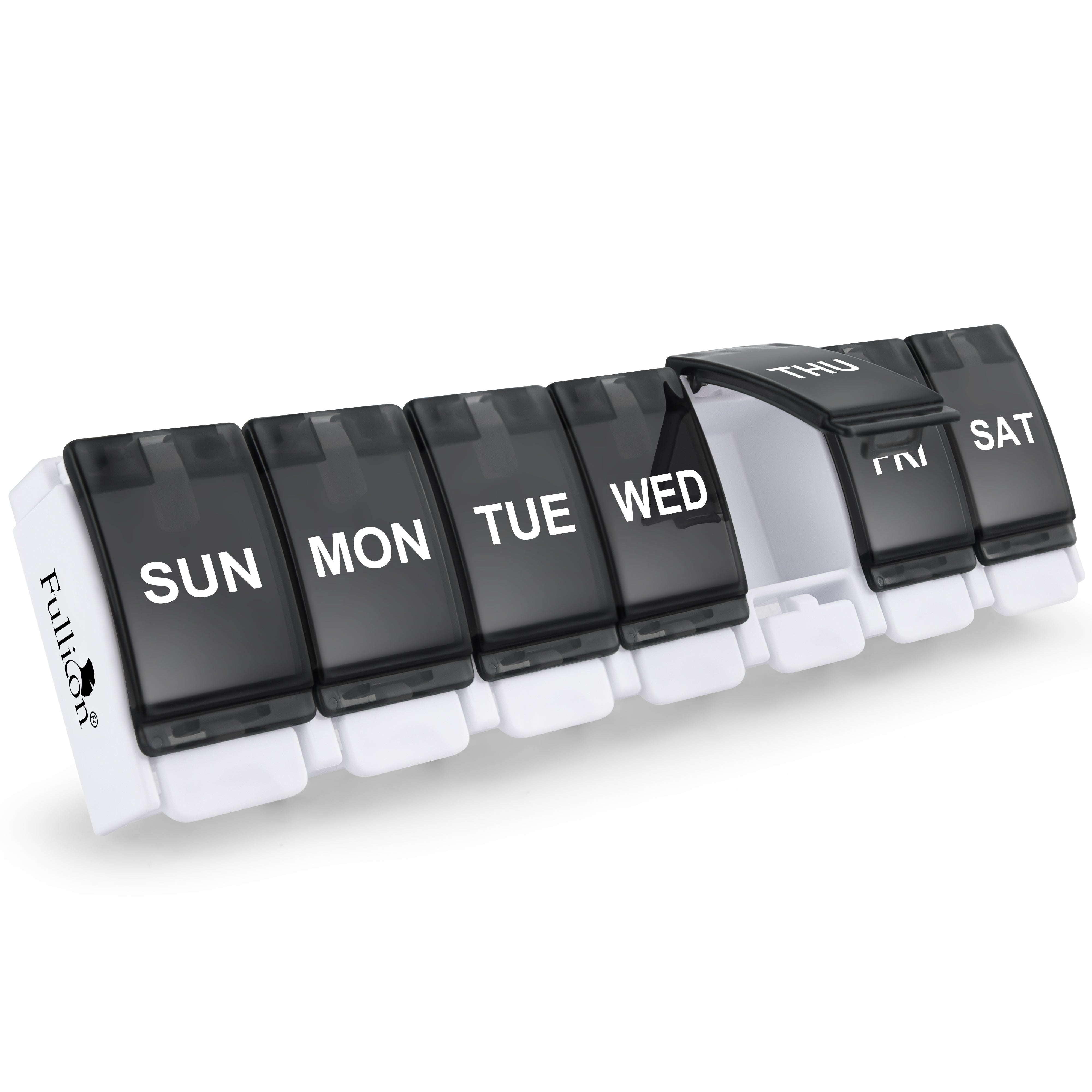 Easy to Open Travel Pill Box, Pill Case Pop Open for Vitamins, Fish Oils, Supplements Fullicon