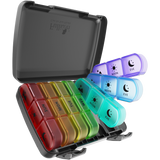 Travel Pal 3 Times a Day Extra Large Weekly Pill Case 7 Day, XL Daily Pill Box with 21 Compartments, Pill Dispenser Supplement Holder for Pills/Vitamin/Fish Oil Black Fullicon