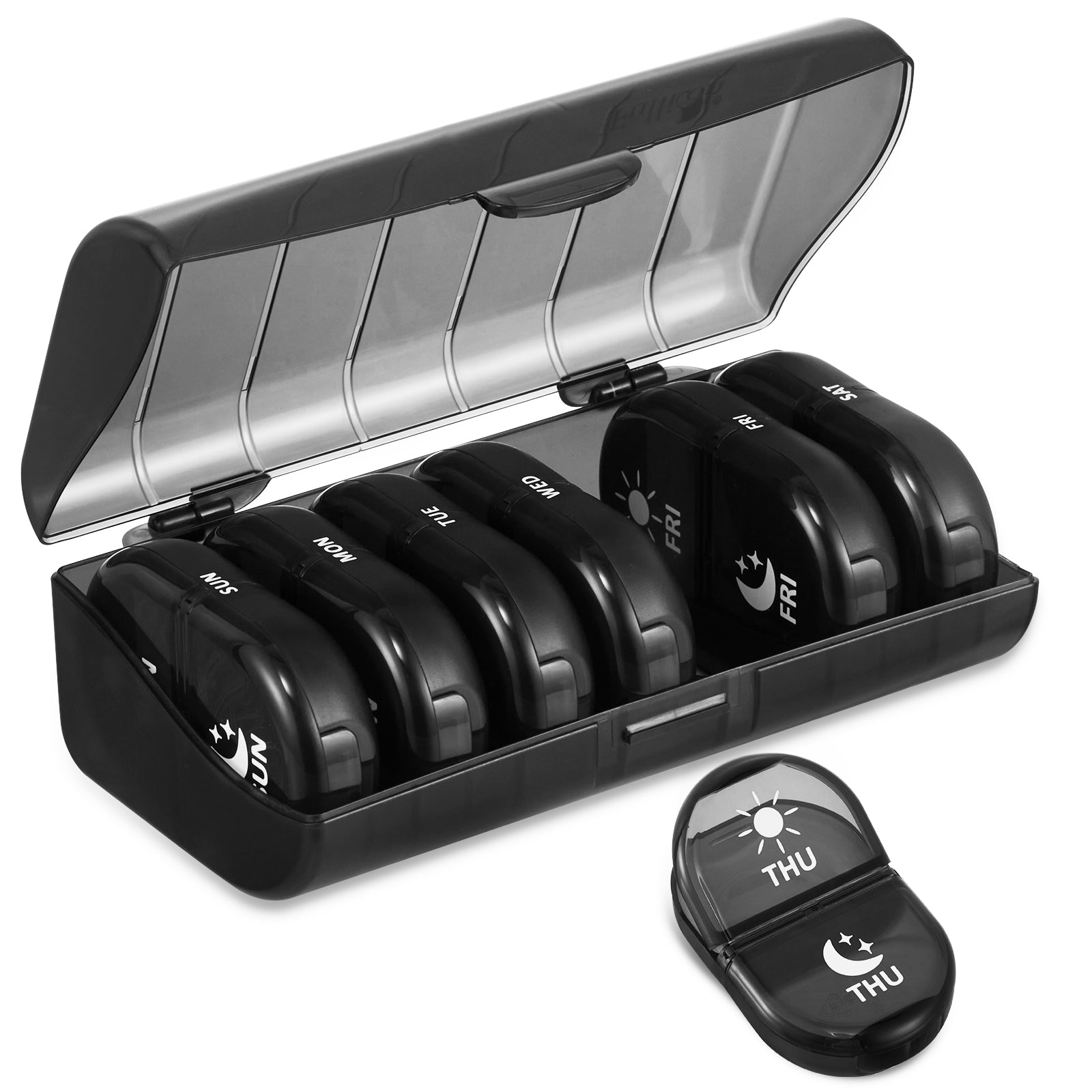 Fullicon Pill Organizer 2 Times a Day, Weekly Pill Box AM PM, Removable Medicine Organizer, Pill Cases Twice a Day